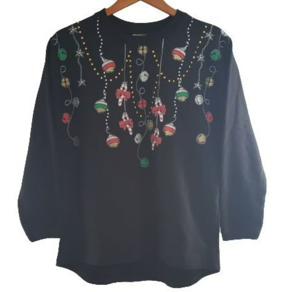 MCCC Sportswear Women's Black French Terry Holiday Graphic Sweatshirt Medium - Picture 4 of 11